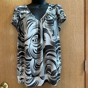 Lily White V-Neck Back, Grey, Women’s White Blouse | Size Medium